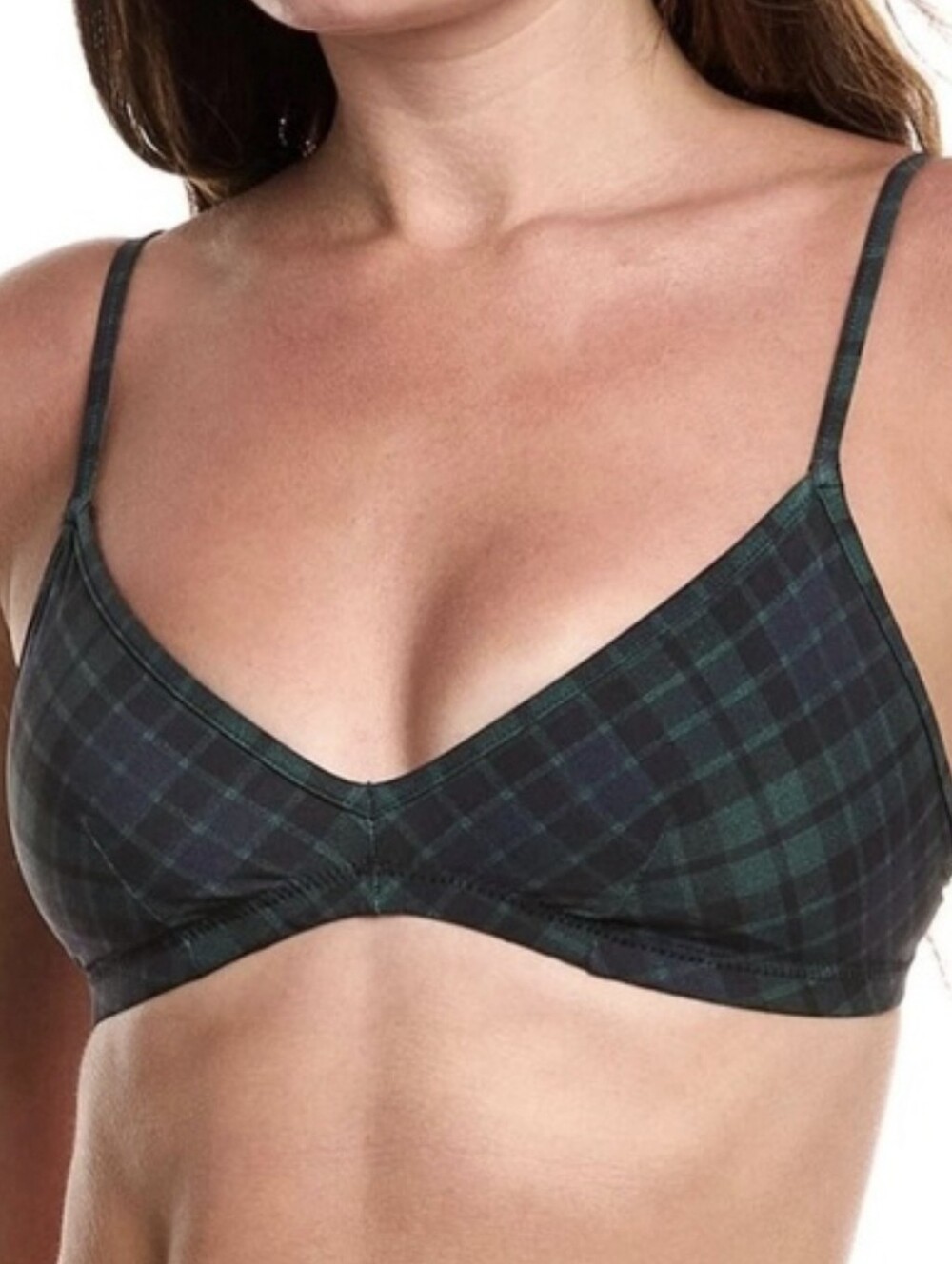COMMANDO CLASSIC PRINT BRALETTE IN NAVY BLUE &GREEN /SIZE: S/M